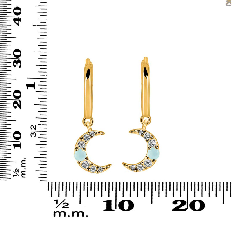 Blue Chalcedony & White Topaz Hoop Earring BLX-RDE-1471.