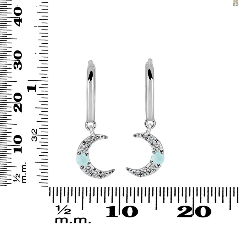 Blue Chalcedony & White Topaz Hoop Earring BLX-RDE-1471.