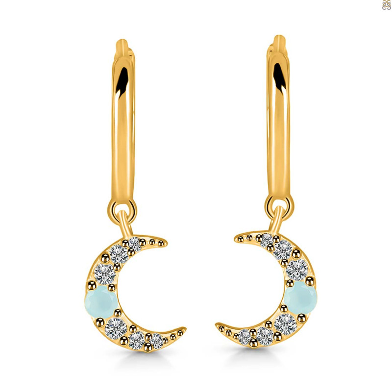 Blue Chalcedony & White Topaz Hoop Earring BLX-RDE-1471.