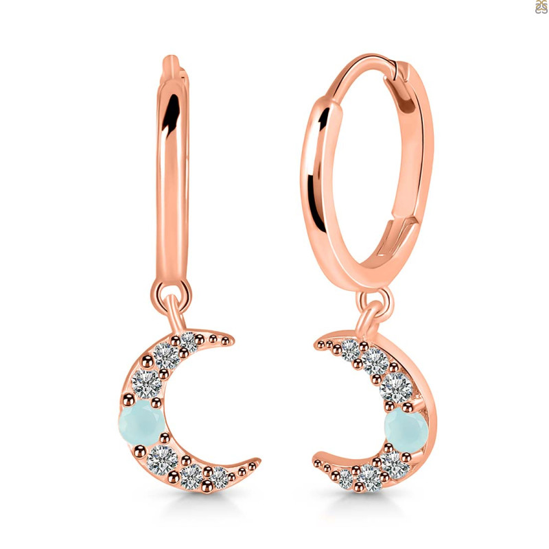 Blue Chalcedony & White Topaz Hoop Earring BLX-RDE-1471.