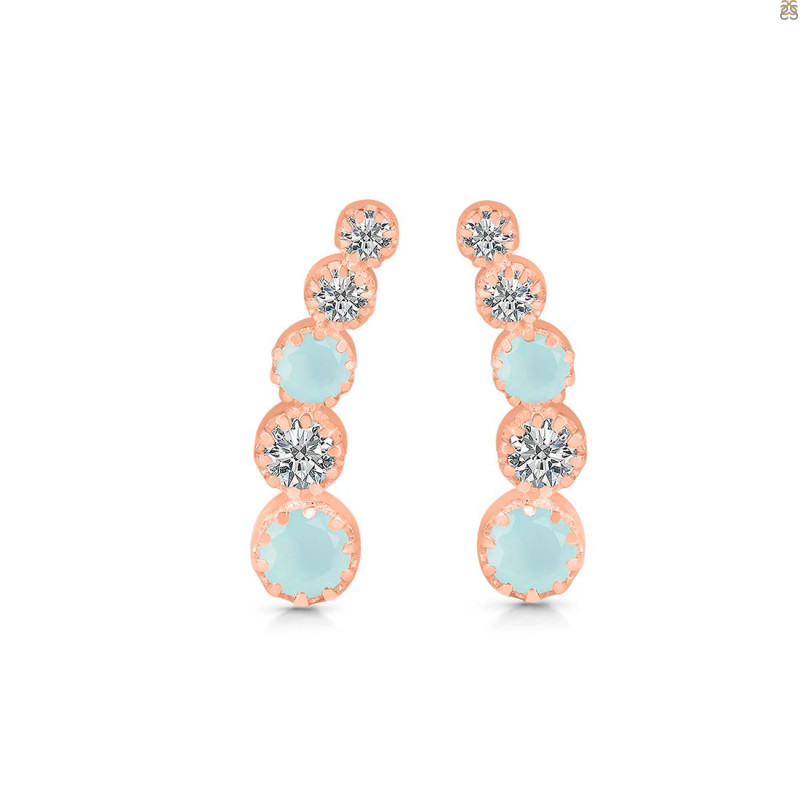 Blue Chalcedony & White Topaz Stud Earring BLX-RDE-1472.