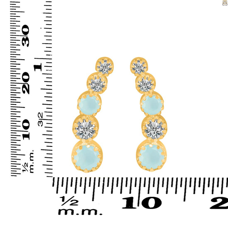 Blue Chalcedony & White Topaz Stud Earring BLX-RDE-1472.