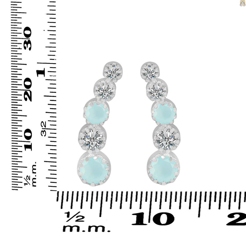 Blue Chalcedony & White Topaz Stud Earring BLX-RDE-1472.