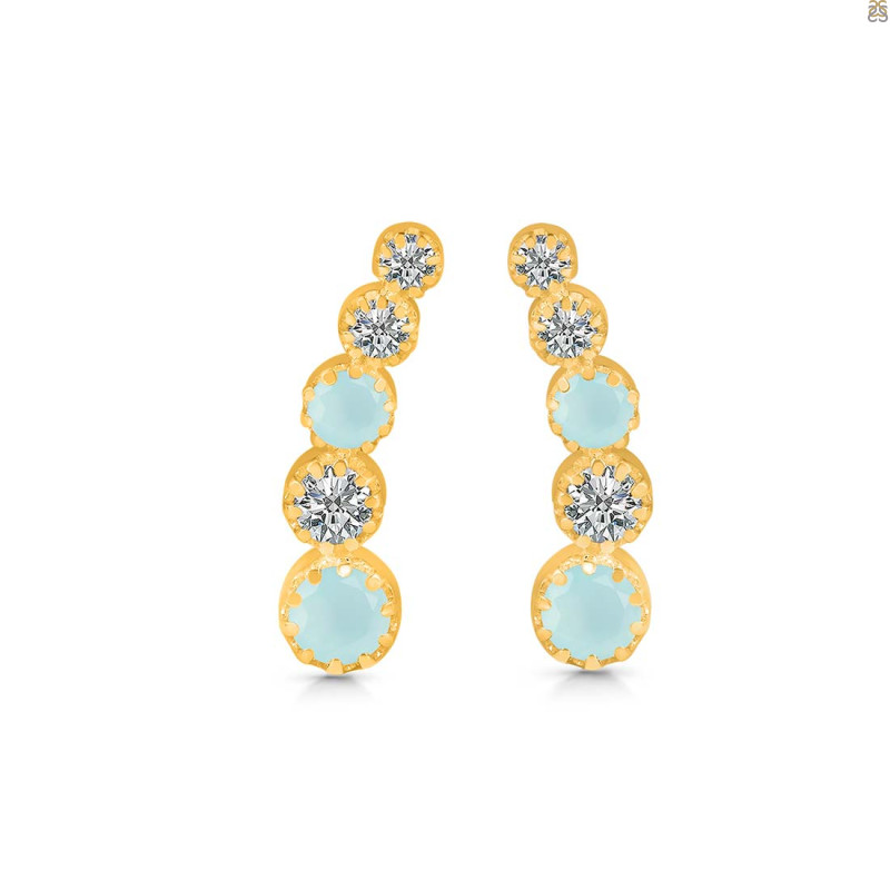 Blue Chalcedony & White Topaz Stud Earring BLX-RDE-1472.