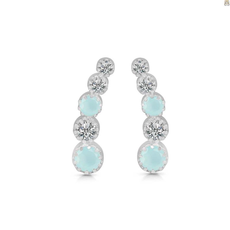 Blue Chalcedony & White Topaz Stud Earring BLX-RDE-1472.