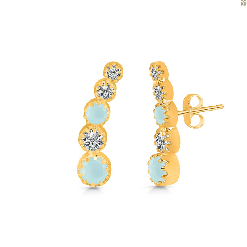 Blue Chalcedony & White Topaz Stud Earring BLX-RDE-1472.