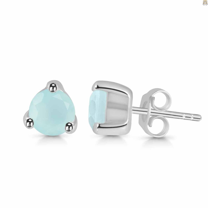 Blue Chalcedony Stud Earring