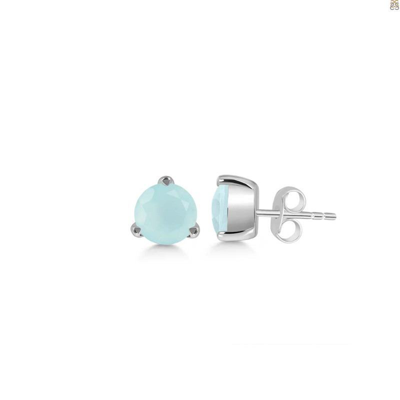 Blue Chalcedony Stud Earring