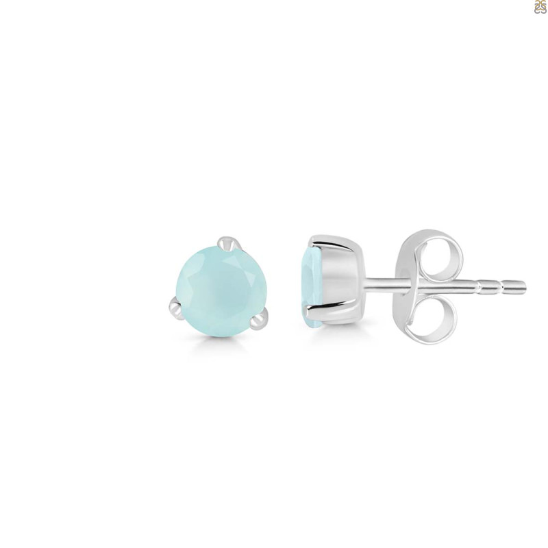 Blue Chalcedony Stud Earring