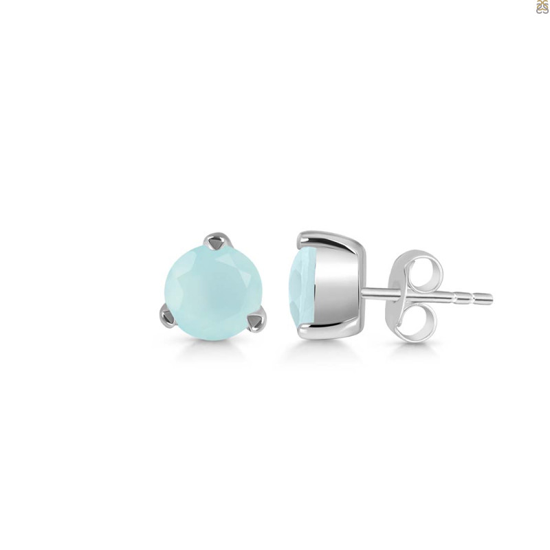 Blue Chalcedony Stud Earring