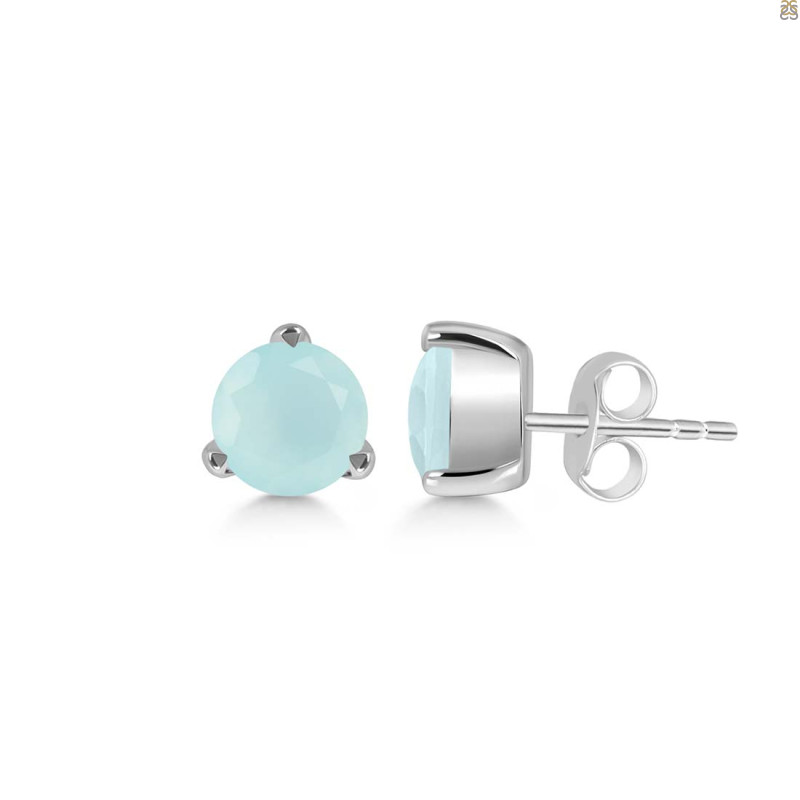 Blue Chalcedony Stud Earring