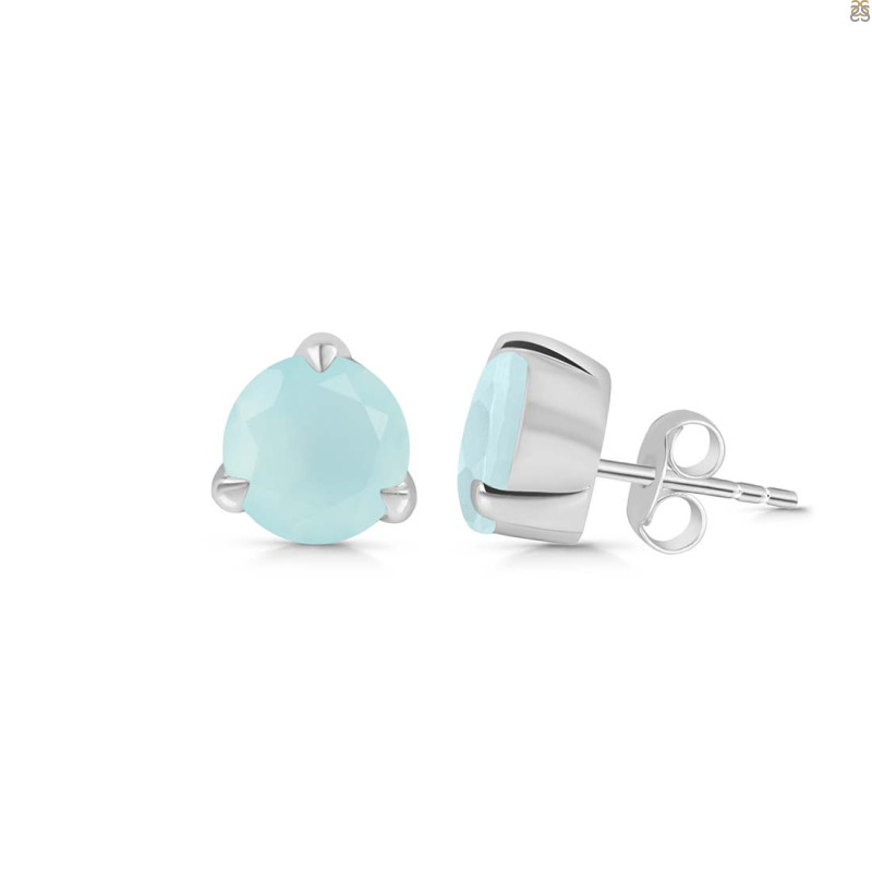 Blue Chalcedony Stud Earring
