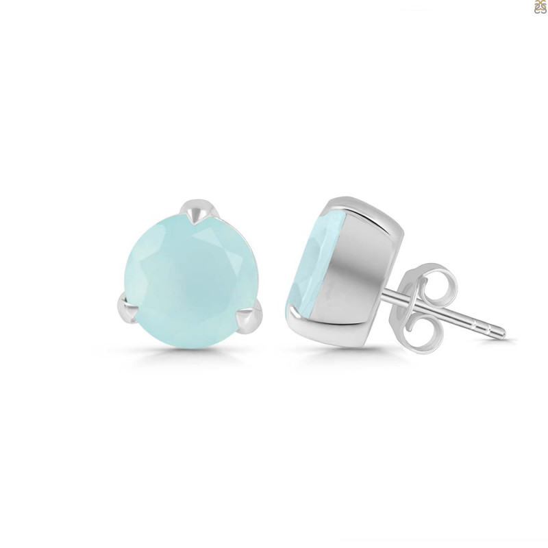 Blue Chalcedony Stud Earring