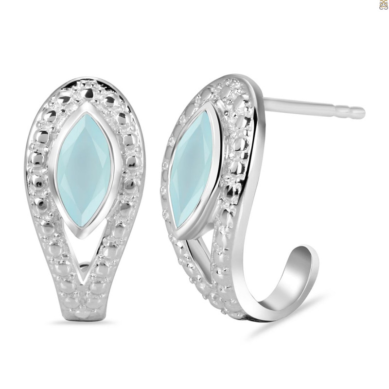 Blue Chalcedony Stud Earring