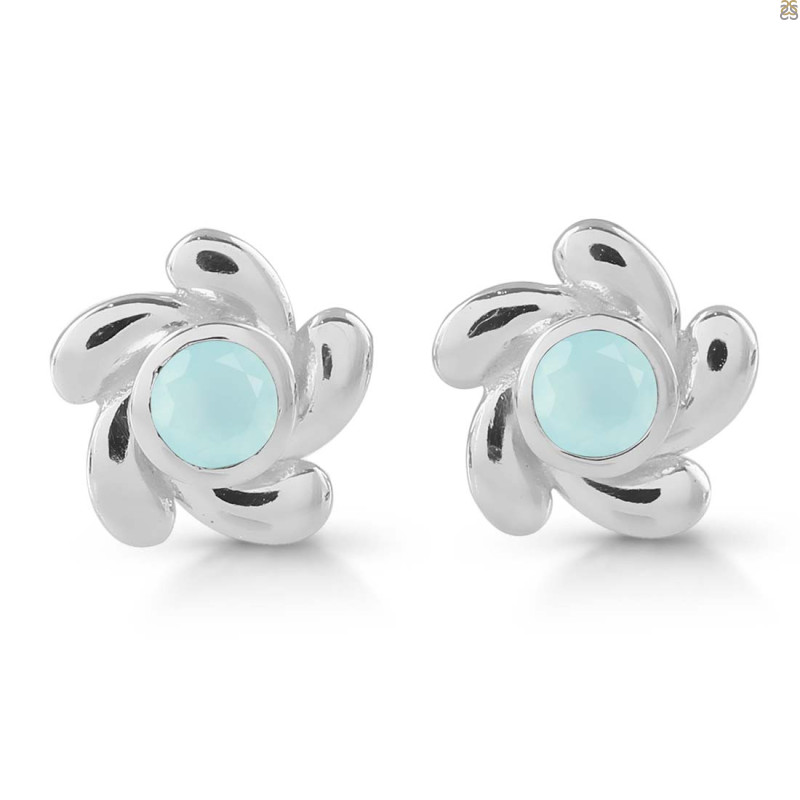 Blue Chalcedony Stud Earring BLX-RDE-1.