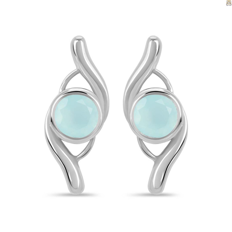 Blue Chalcedony Stud Earring BLX-RDE-2.