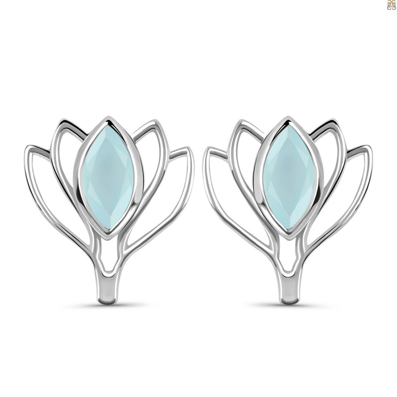 Blue Chalcedony Stud Earring BLX-RDE-24.