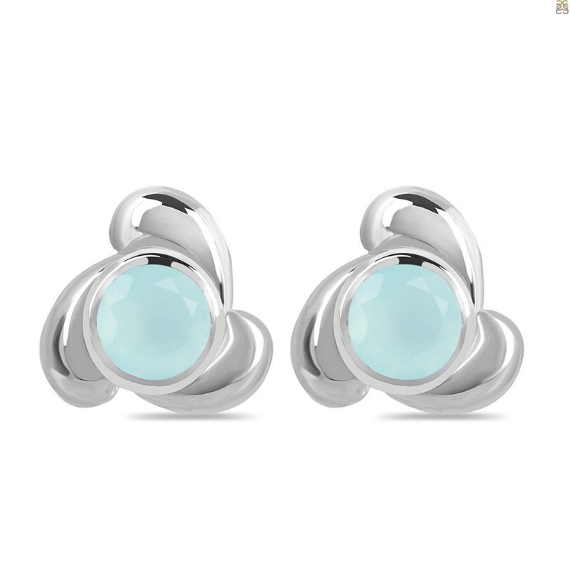 Blue Chalcedony Stud Earring BLX-RDE-3.