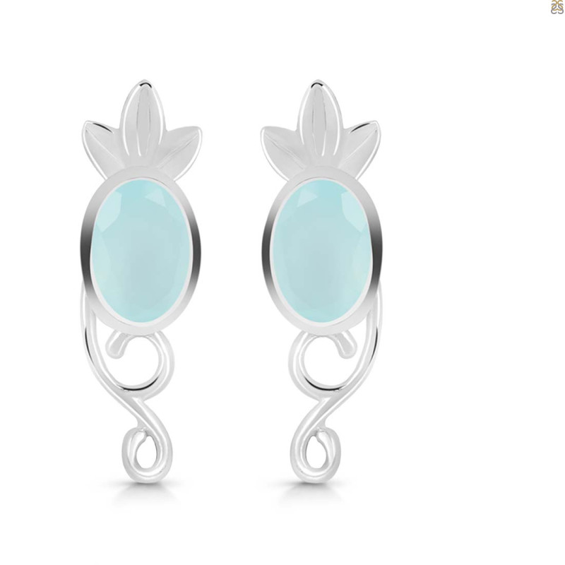 Blue Chalcedony Stud Earring BLX-RDE-4.