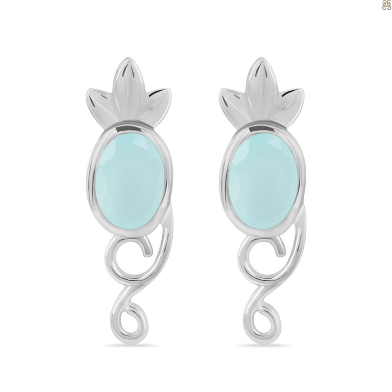 Blue Chalcedony Stud Earring BLX-RDE-5.