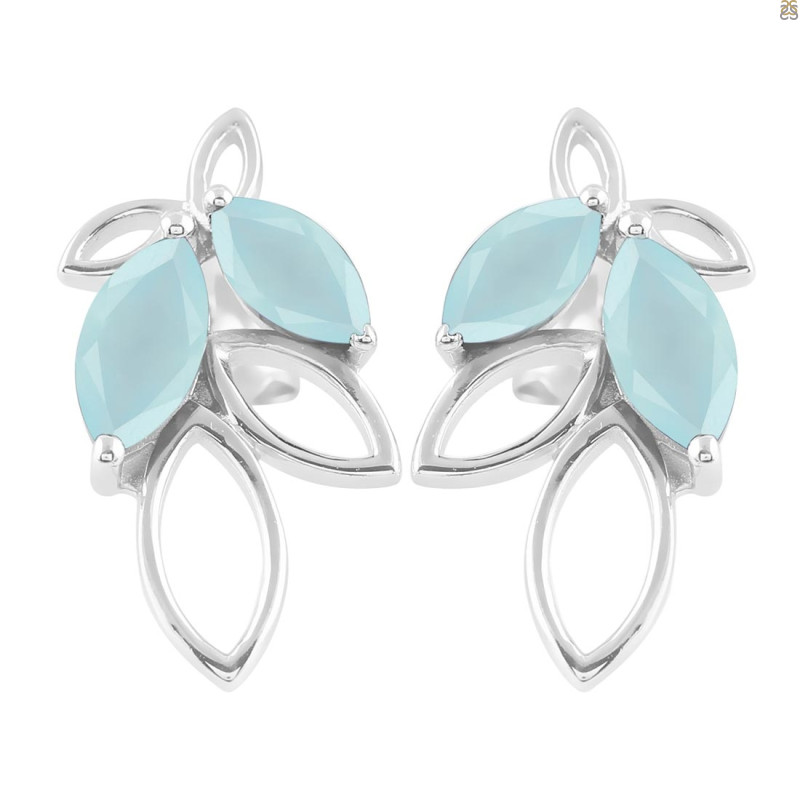 Blue Chalcedony Stud Earring BLX-RDE-53.