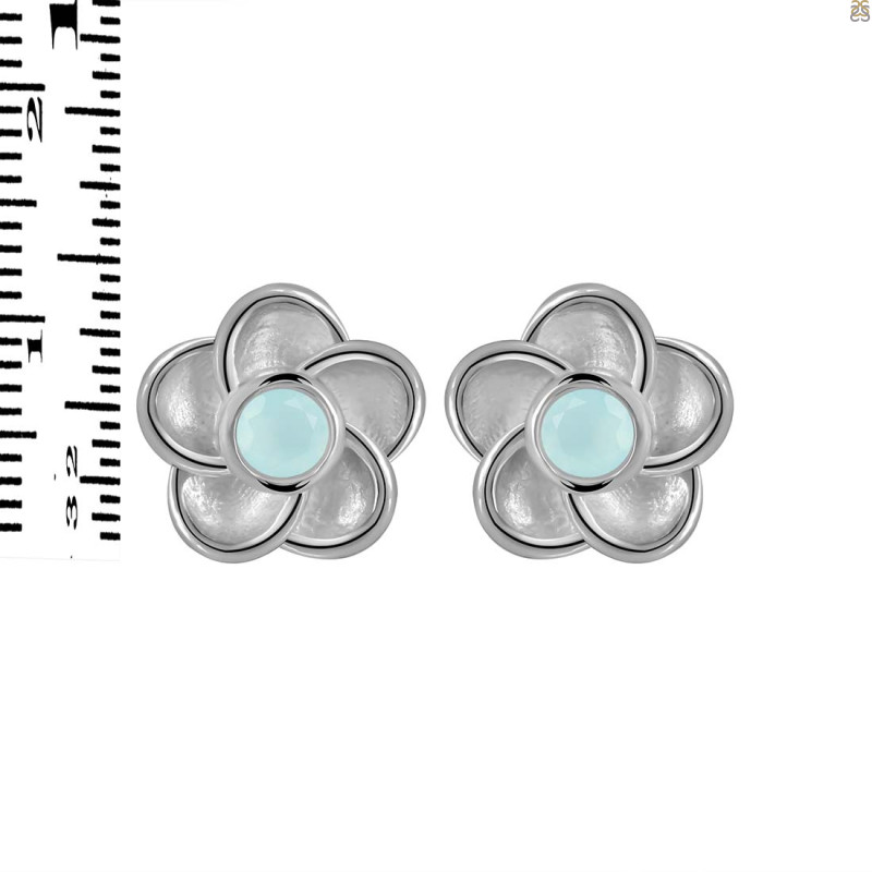 Blue Chalcedony Stud Earring BLX-RDE-584.