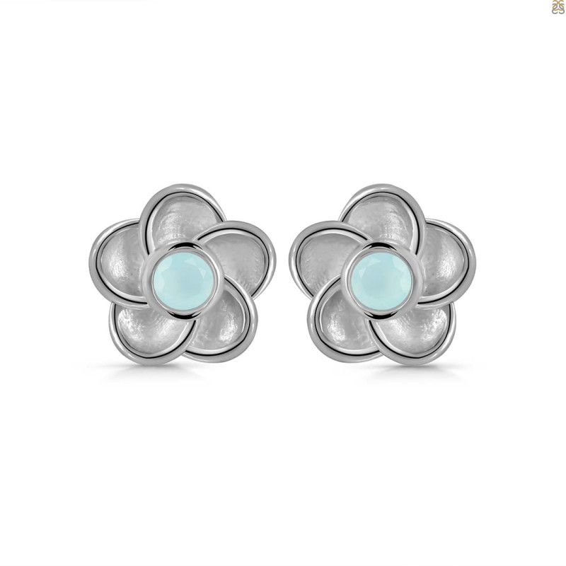 Blue Chalcedony Stud Earring BLX-RDE-584.