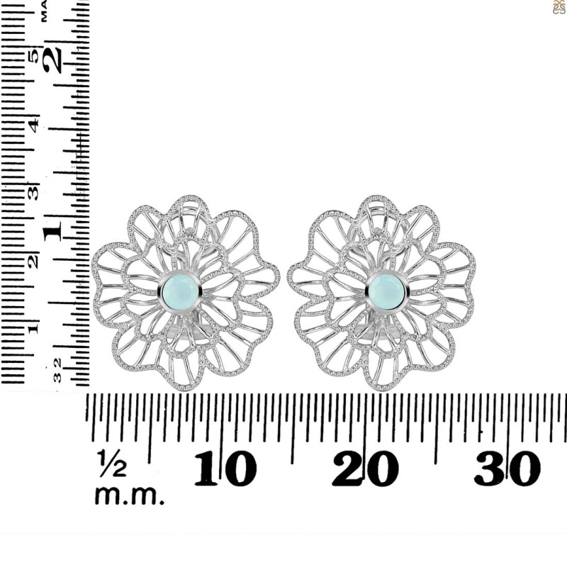 Blue Chalcedony Stud Earring BLX-RDE-60.