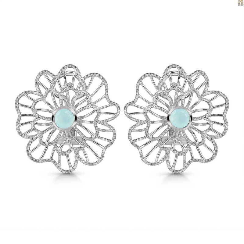 Blue Chalcedony Stud Earring BLX-RDE-60.