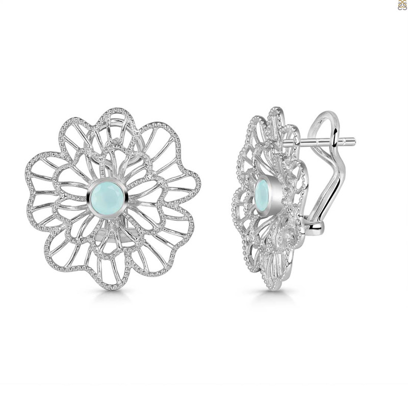 Blue Chalcedony Stud Earring