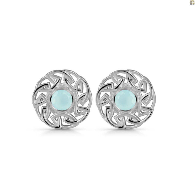 Blue Chalcedony Stud Earring BLX-RDE-607.
