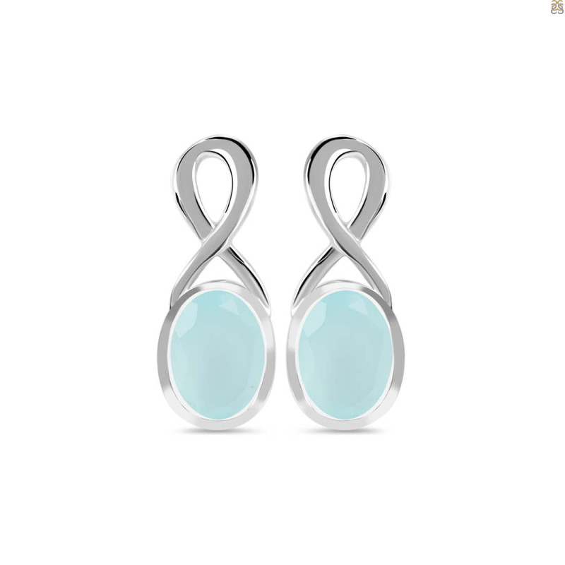 Blue Chalcedony Stud Earring BLX-RDE-9.