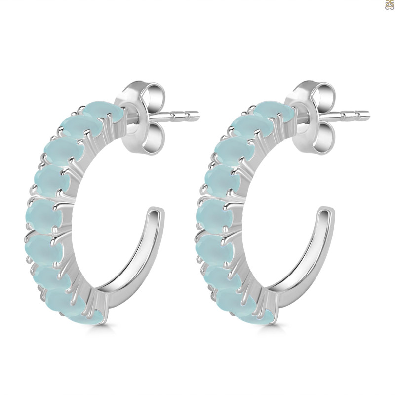 Blue Chalcedony Hoop Earring