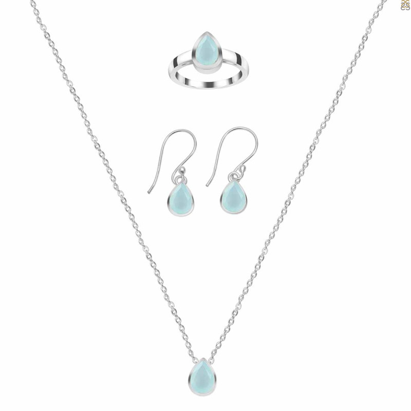  Blue Chalcedony Jewelry Set