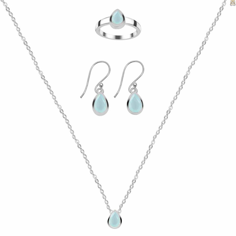  Blue Chalcedony Jewelry Set