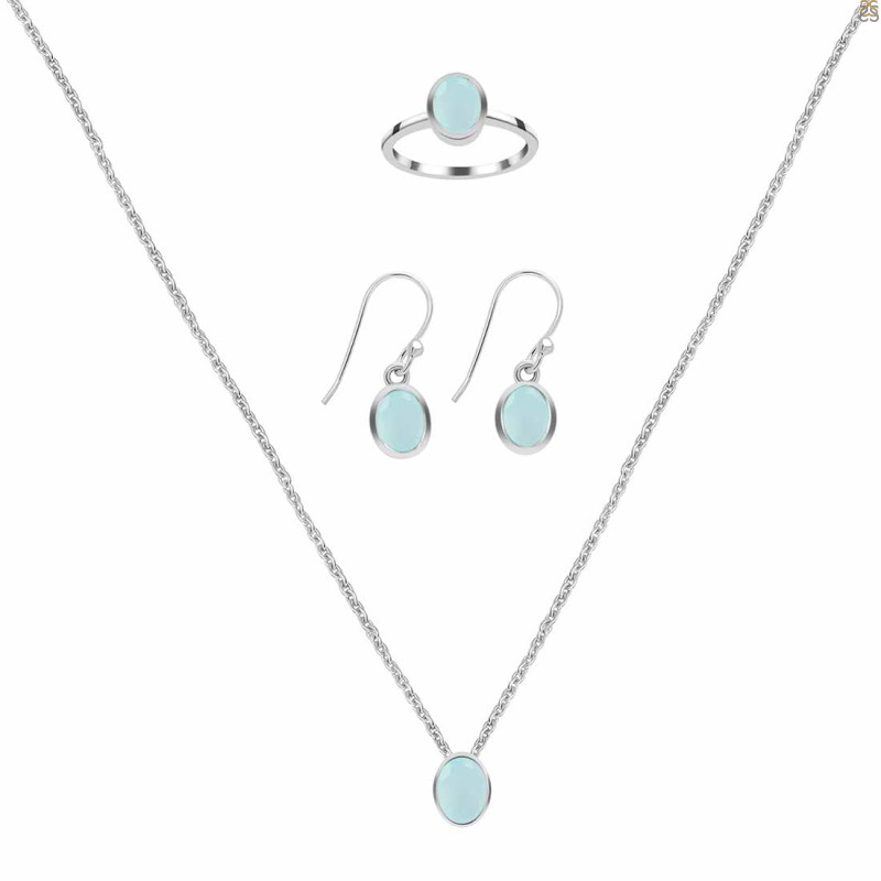  Blue Chalcedony Jewelry Set