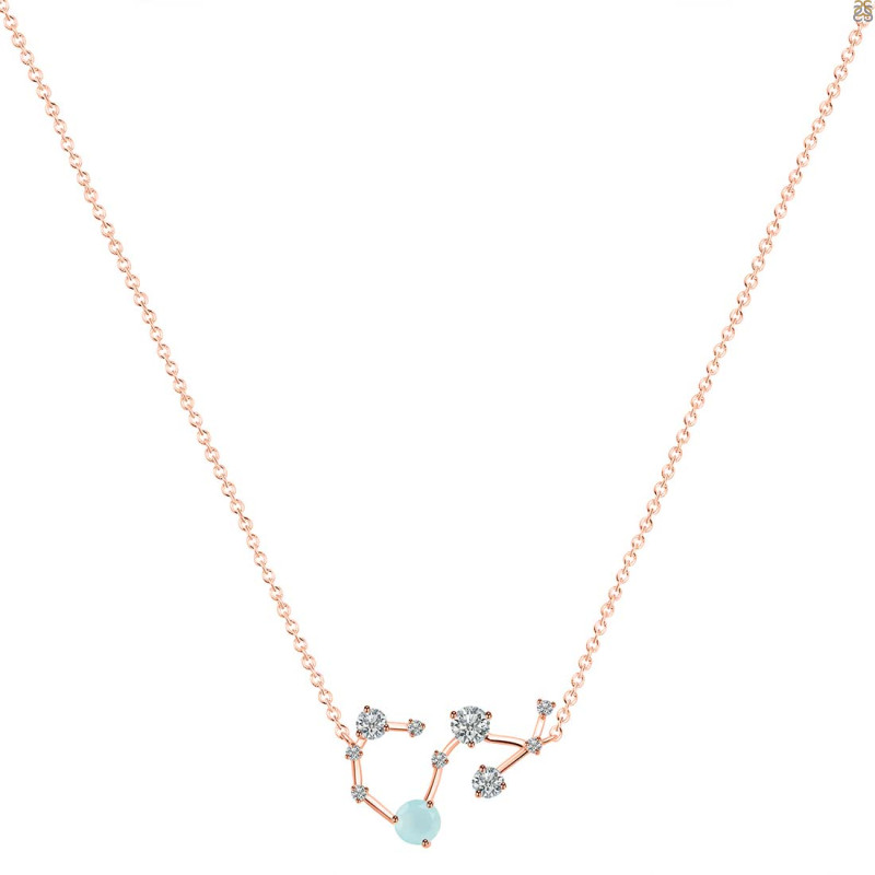 Scorpio Zodiac Star Constellation Blue Chalcedony & White Topaz Necklace BLX-RDN-495.