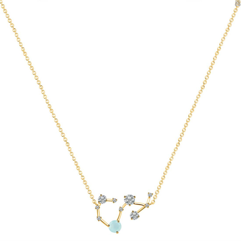 Scorpio Zodiac Star Constellation Blue Chalcedony & White Topaz Necklace BLX-RDN-495.