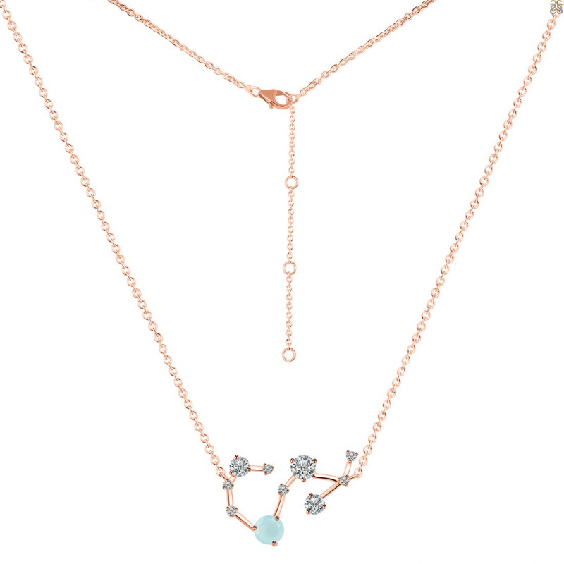 Scorpio Zodiac Star Constellation Blue Chalcedony & White Topaz Necklace BLX-RDN-495.