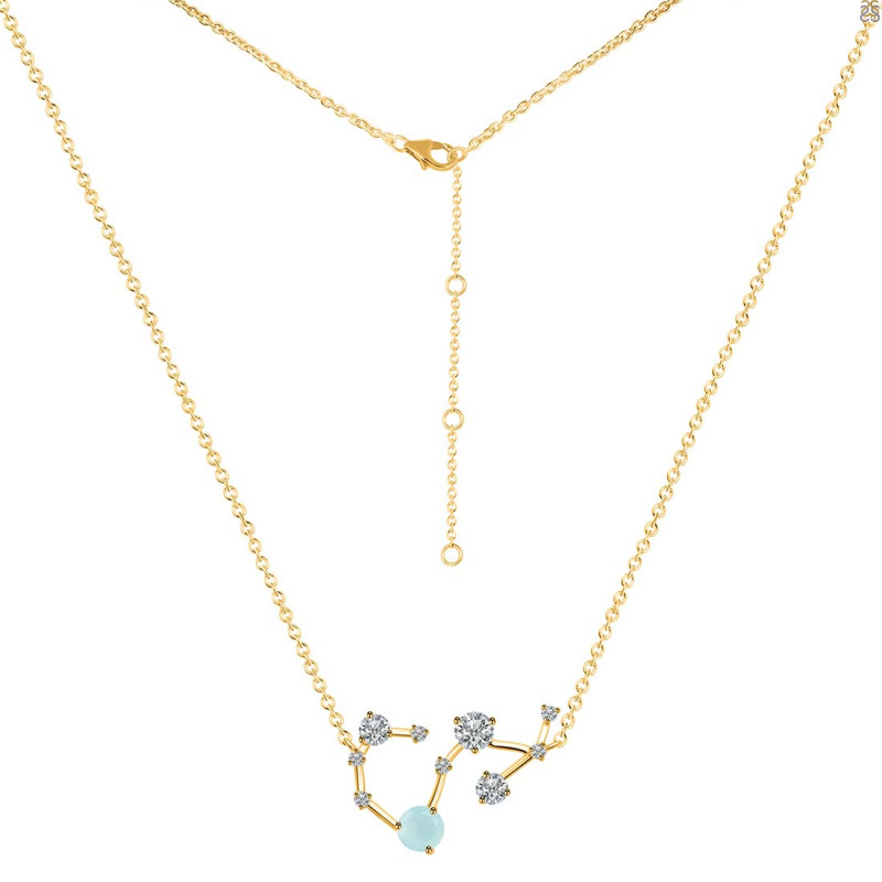 Scorpio Zodiac Star Constellation Blue Chalcedony & White Topaz Necklace BLX-RDN-495.