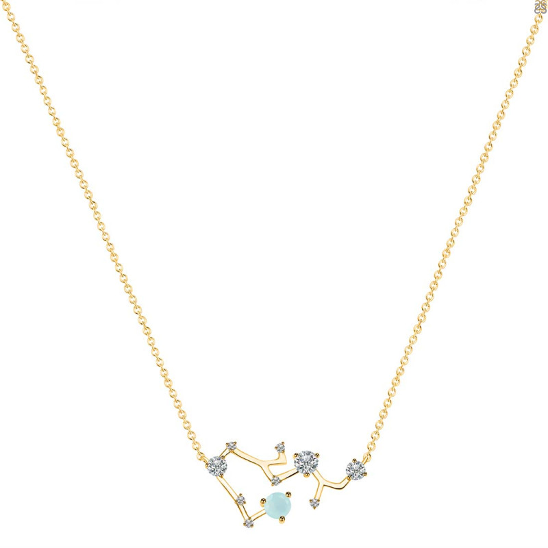 Sagittarius Zodiac Star Constellation Blue Chalcedony & White Topaz Necklace BLX-RDN-496.