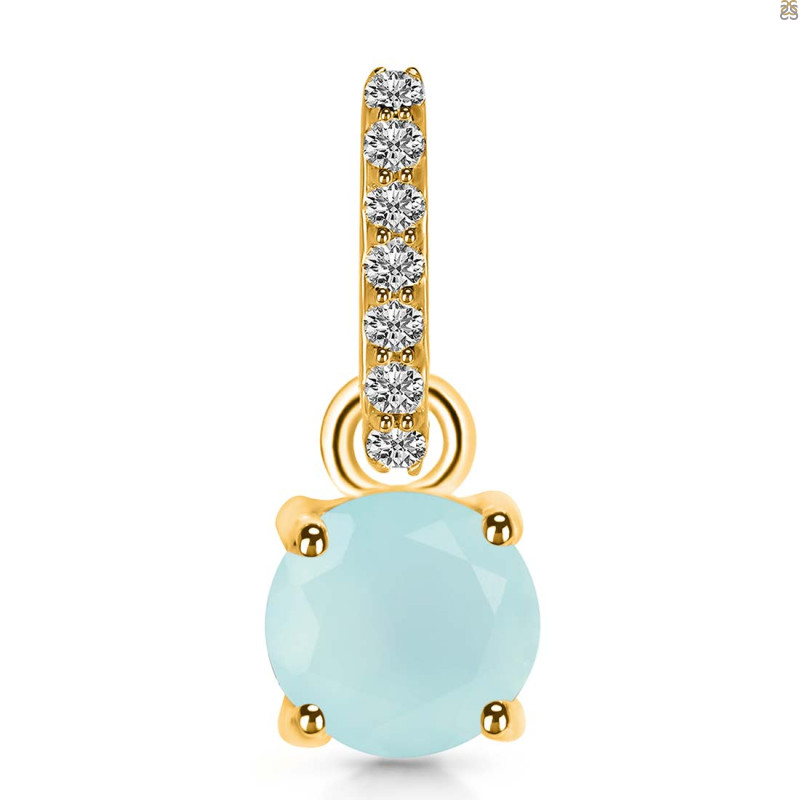Blue Chalcedony & White Topaz Pendant BLX-RDP-549-CZ-LOOP.