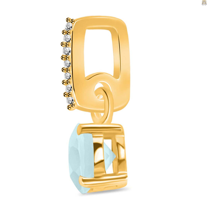 Blue Chalcedony & White Topaz Pendant BLX-RDP-549-CZ-LOOP.