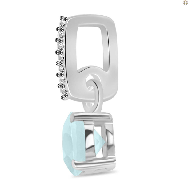 Blue Chalcedony & White Topaz Pendant