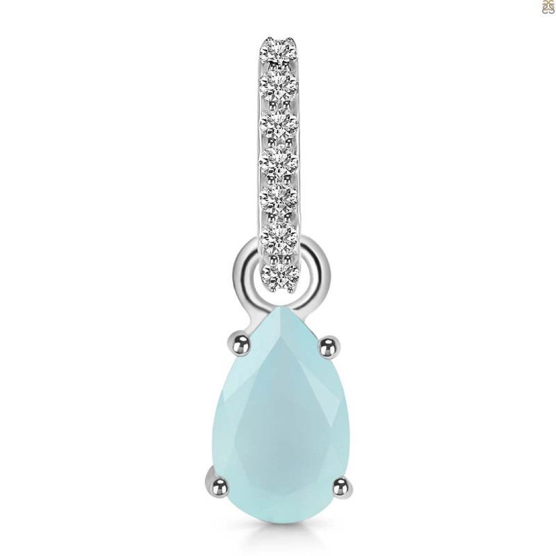 Blue Chalcedony & White Topaz Pendant BLX-RDP-550-CZ-LOOP.