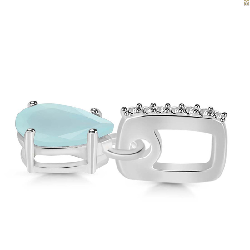 Blue Chalcedony & White Topaz Pendant