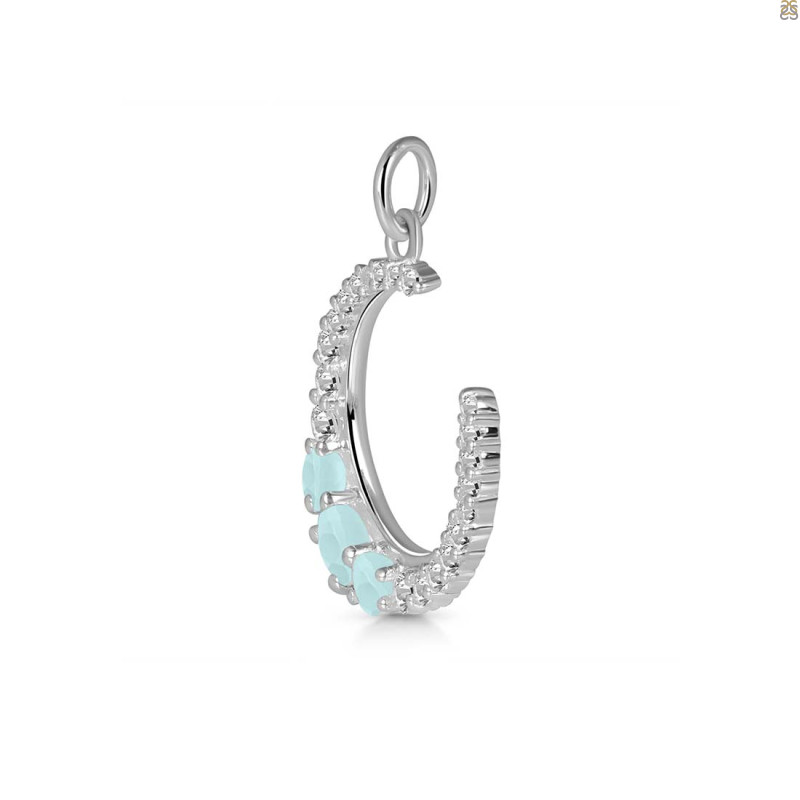 Blue Chalcedony & White Topaz Pendant