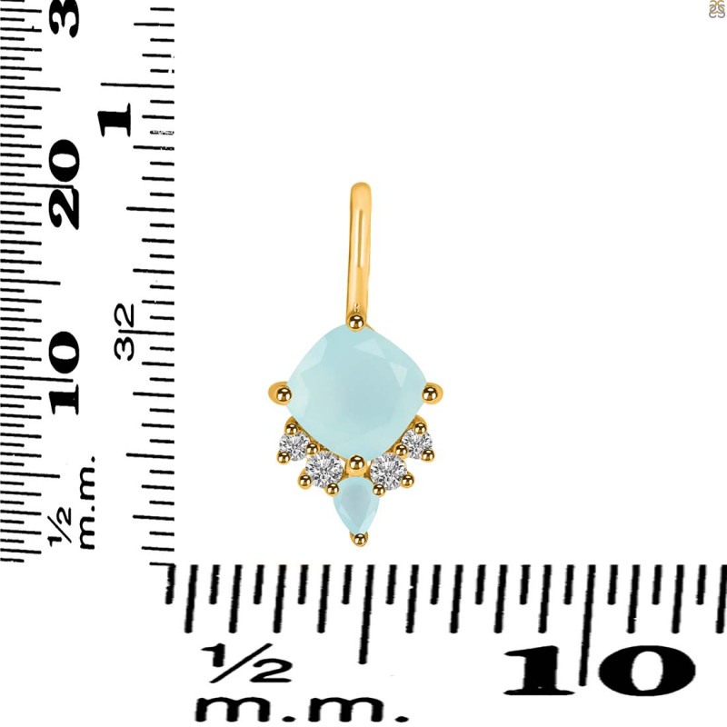 Blue Chalcedony & White Topaz Pendant BLX-RDP-729.