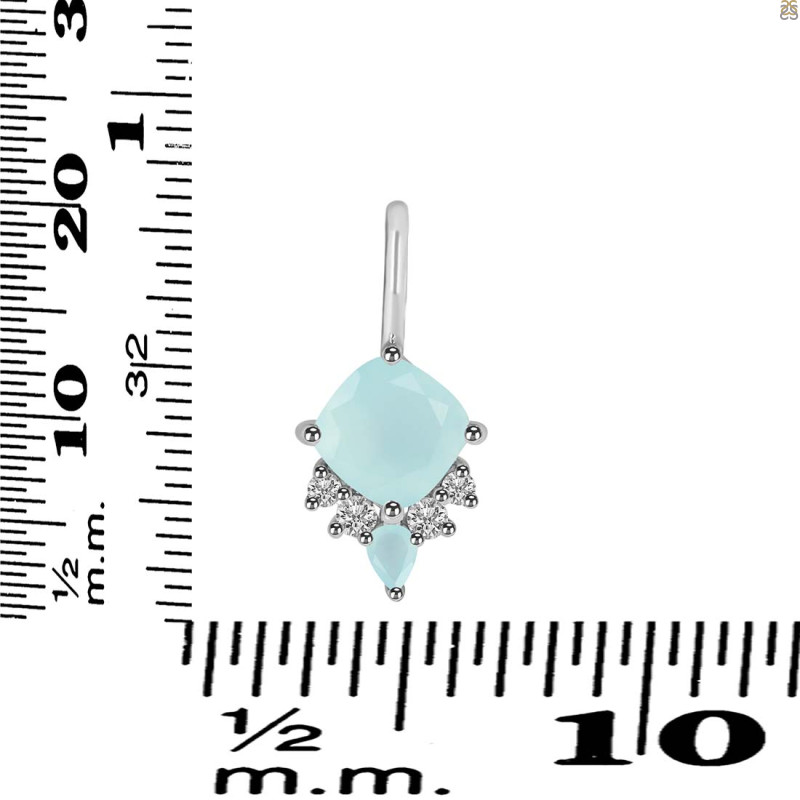 Blue Chalcedony & White Topaz Pendant BLX-RDP-729.
