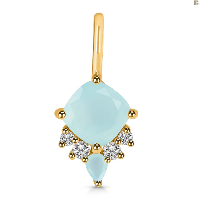 Blue Chalcedony & White Topaz Pendant BLX-RDP-729.